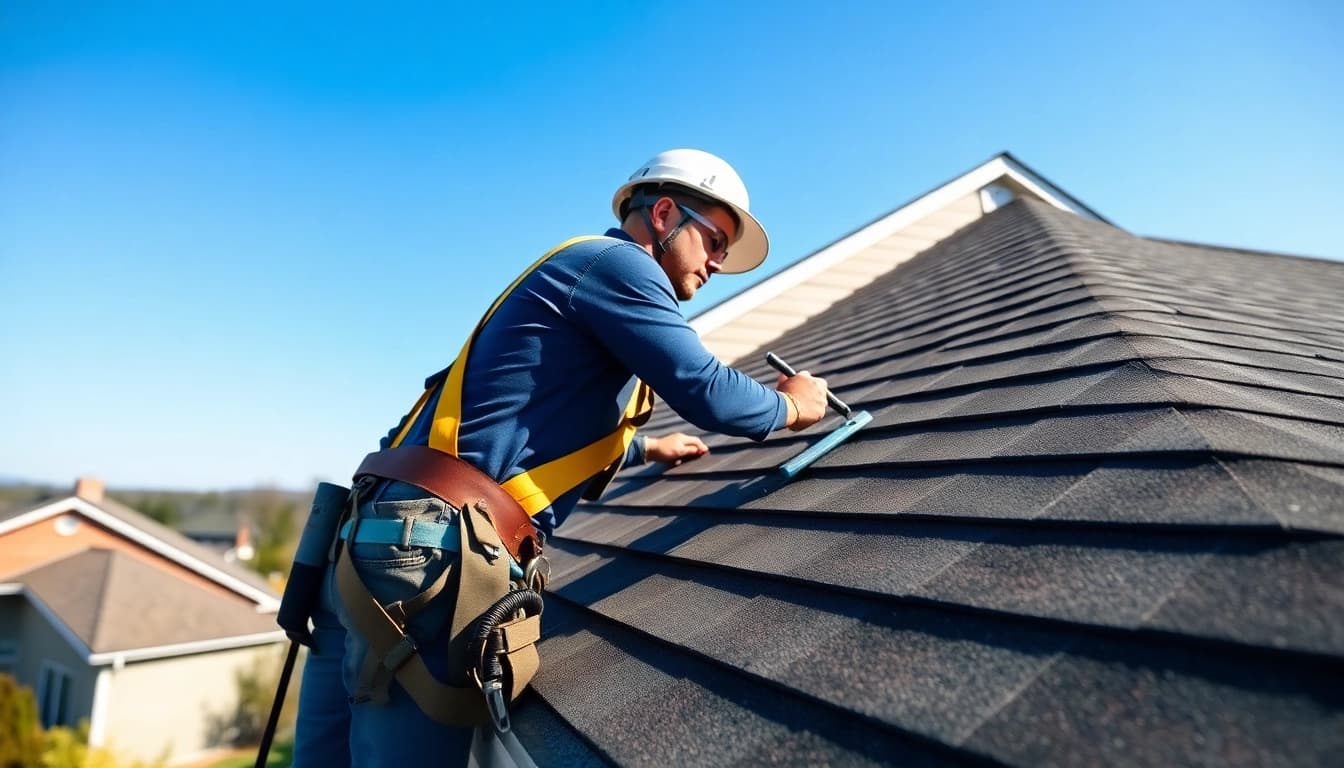 Install roofing in South Jersey with a professional working on a home, ensuring quality and safety.