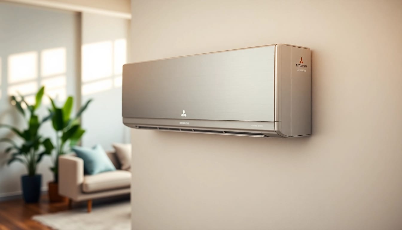 Enhance your home with Mitsubishi mini split AC unit offering style and comfort in a modern interior.