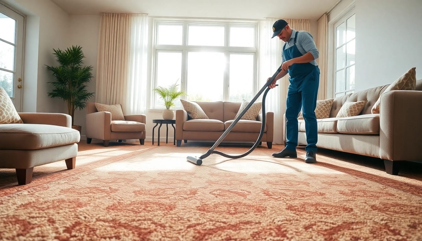 Efficient carpet cleaning in Glasgow, showcasing a technician revitalizing a plush carpet.