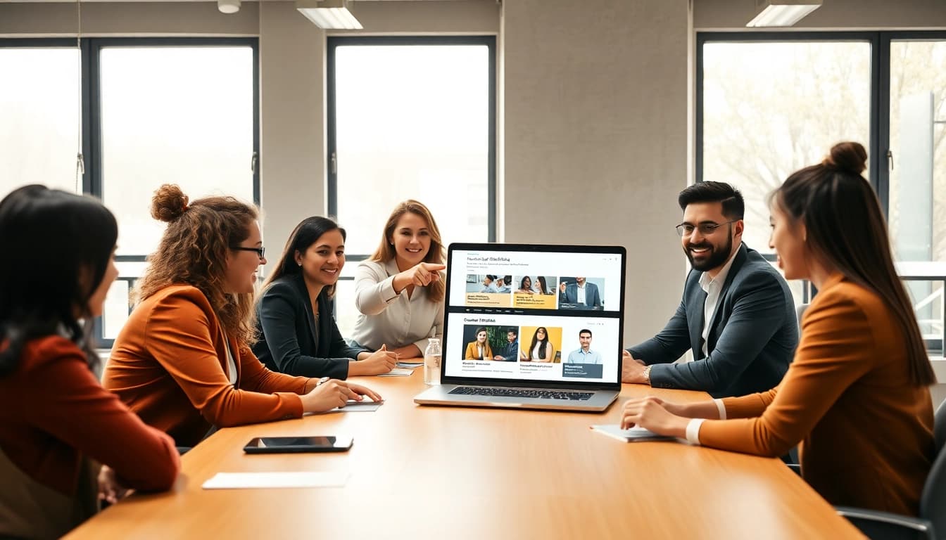 Engaged discussion on IT certifications without studying among professionals in a bright office.