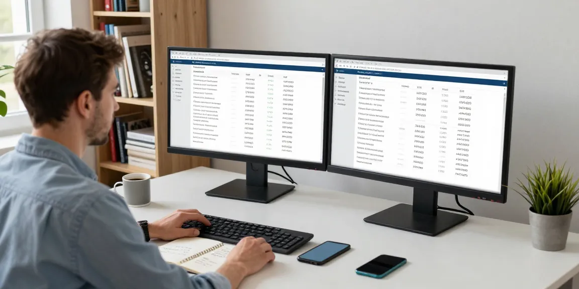 Researcher analyzing telephone number data in a modern home office.
