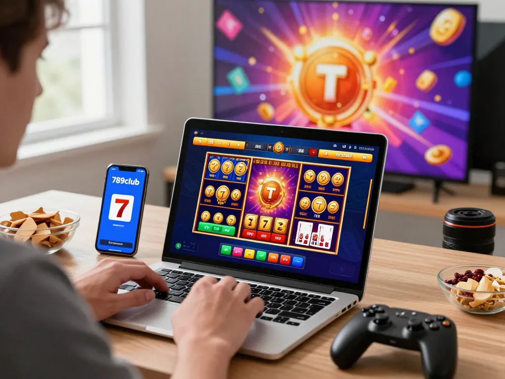 Player enjoying a thrilling gaming experience on 789club with live casino games and app displayed