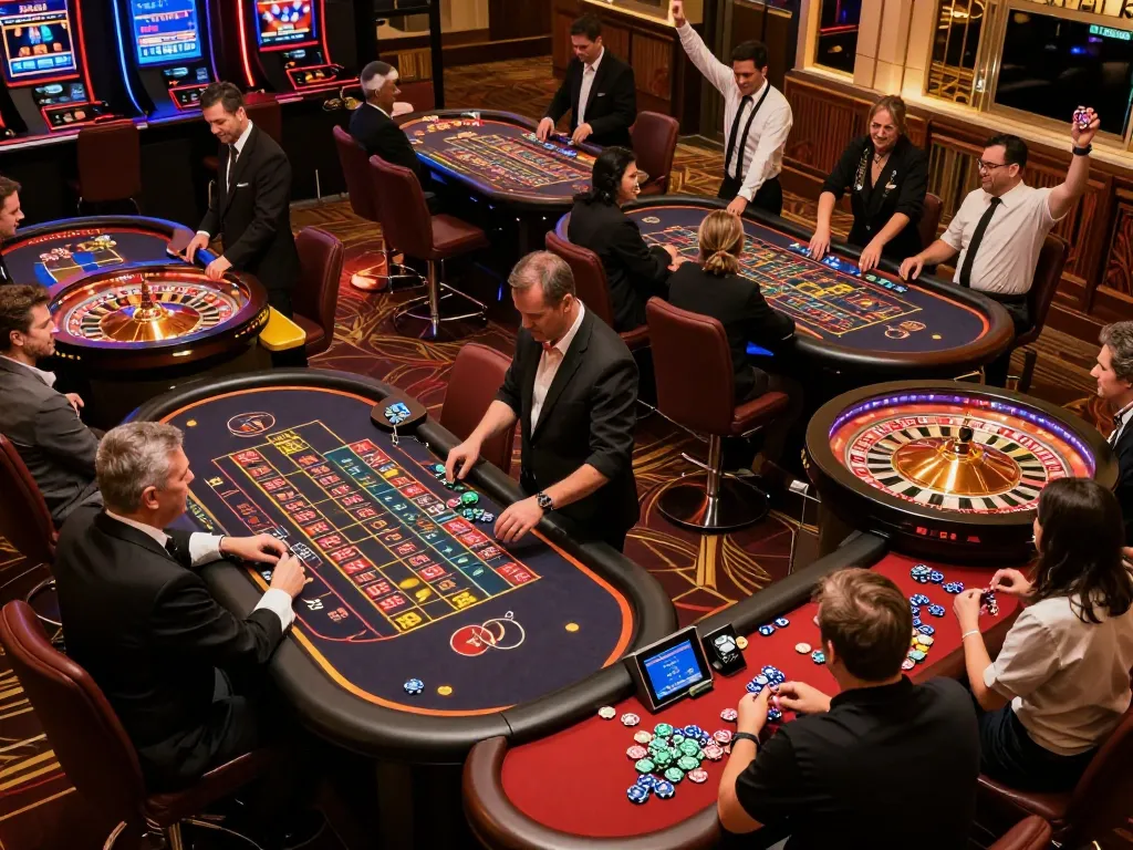 Engaged players enjoying a lively gambling experience at 33win casino tables.