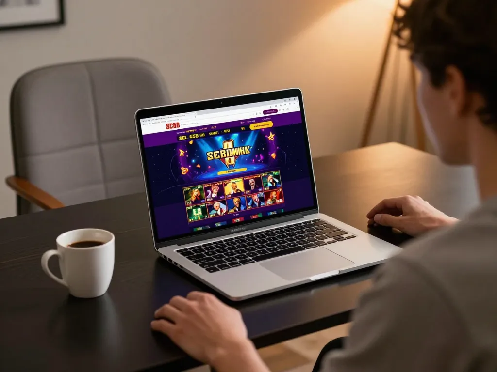 Engaging with SC88 online casino platform on a laptop featuring vibrant game graphics.