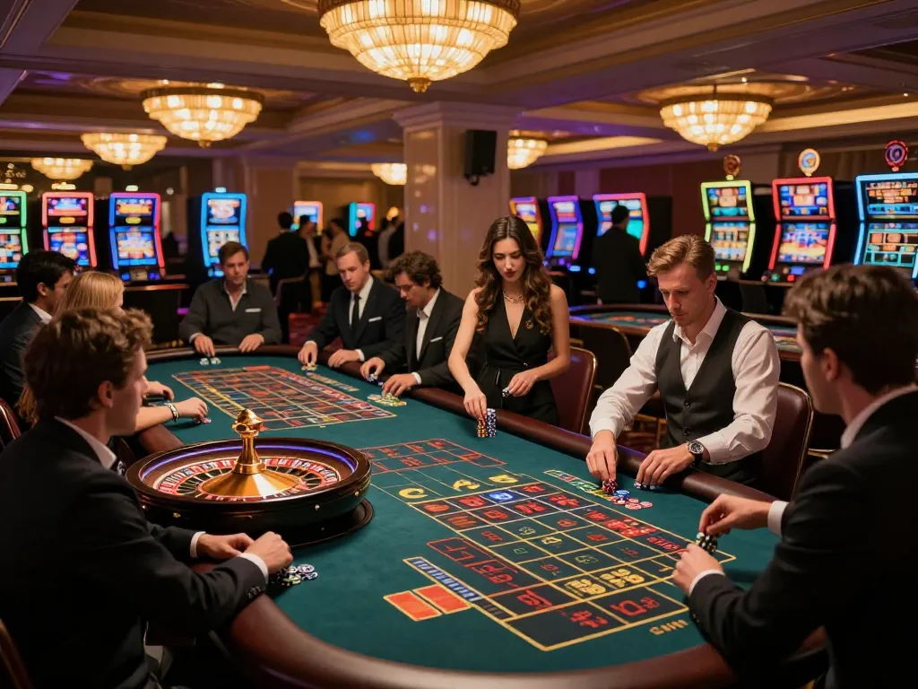 uu88 players engaging in exciting roulette gameplay at a vibrant casino floor