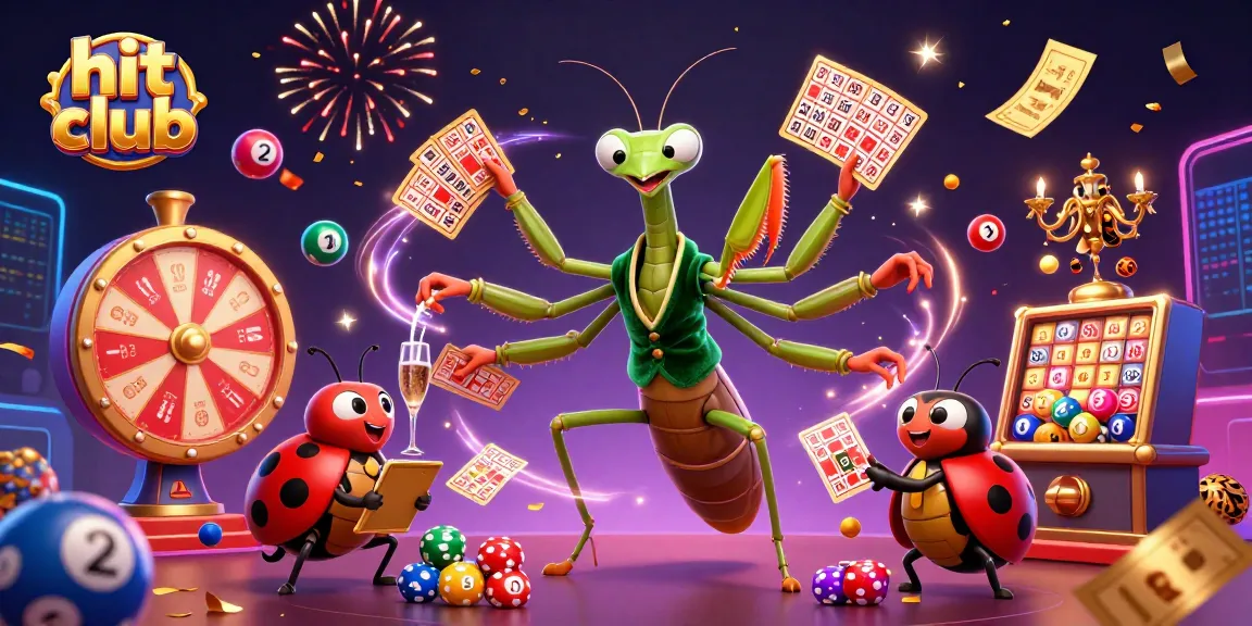 Join the hit club with vibrant lottery excitement and dynamic gaming elements in this 3D illustration.