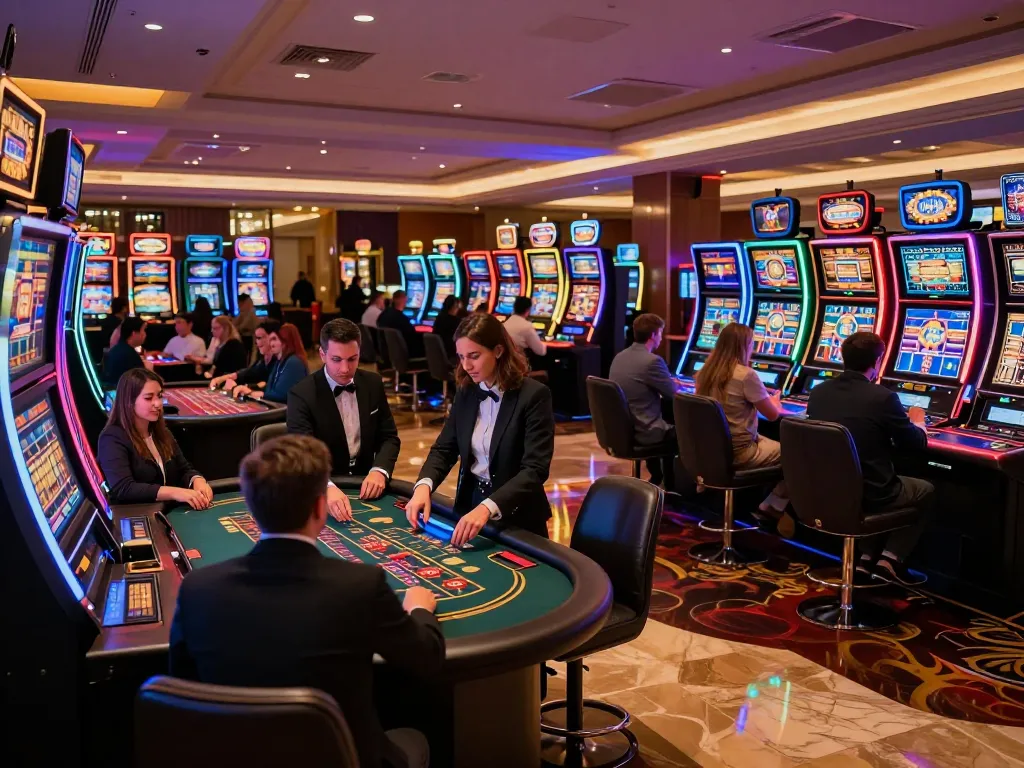 Players enjoy exhilarating moments at 88xx casino while engaging with vibrant slot machines and table games.