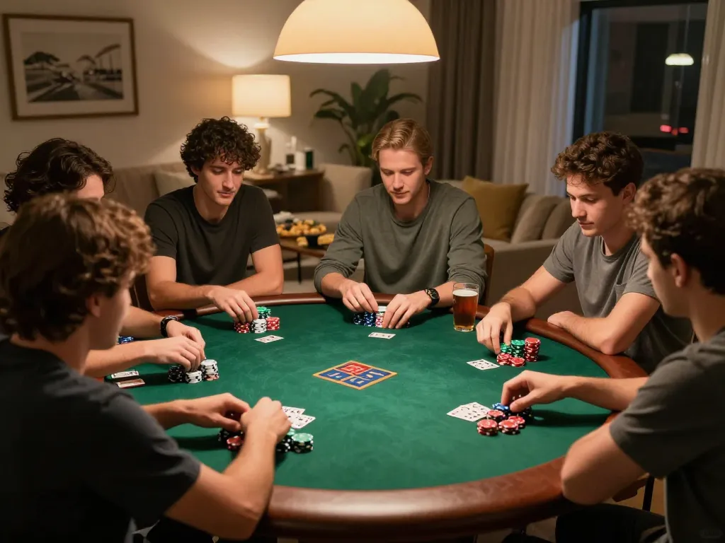 Players enjoying a friendly poker game at home, showcasing strategic play at TR88.