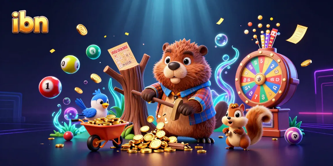 Engage with ibn's vibrant 3D cartoon scene of a beaver collecting golden coins in a lively casino atmosphere.