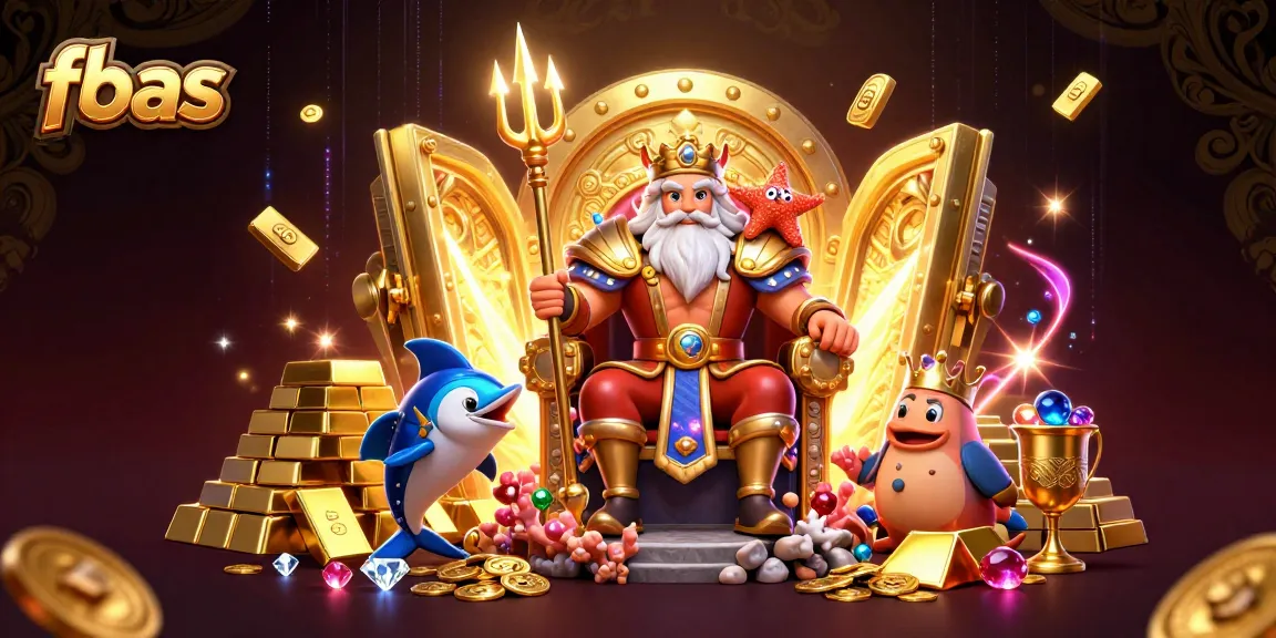 fbas showcases a lively scene with Neptune and treasures of the casino world, emphasizing the excitement of online gambling.