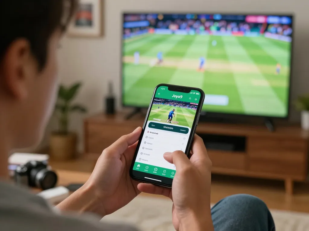 Betting on Joya9 best cricket matches during a live game, showcasing excitement and modern sports engagement.