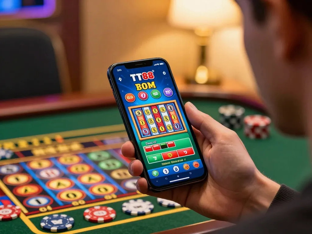 Using TT88 com app for mobile casino gaming in a cozy home environment.