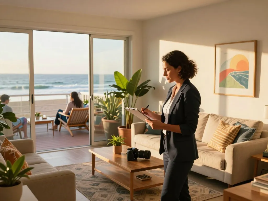 Airbnb management Brighton expert overseeing a stylish seaside property, ensuring tenant satisfaction and maximizing rental income.