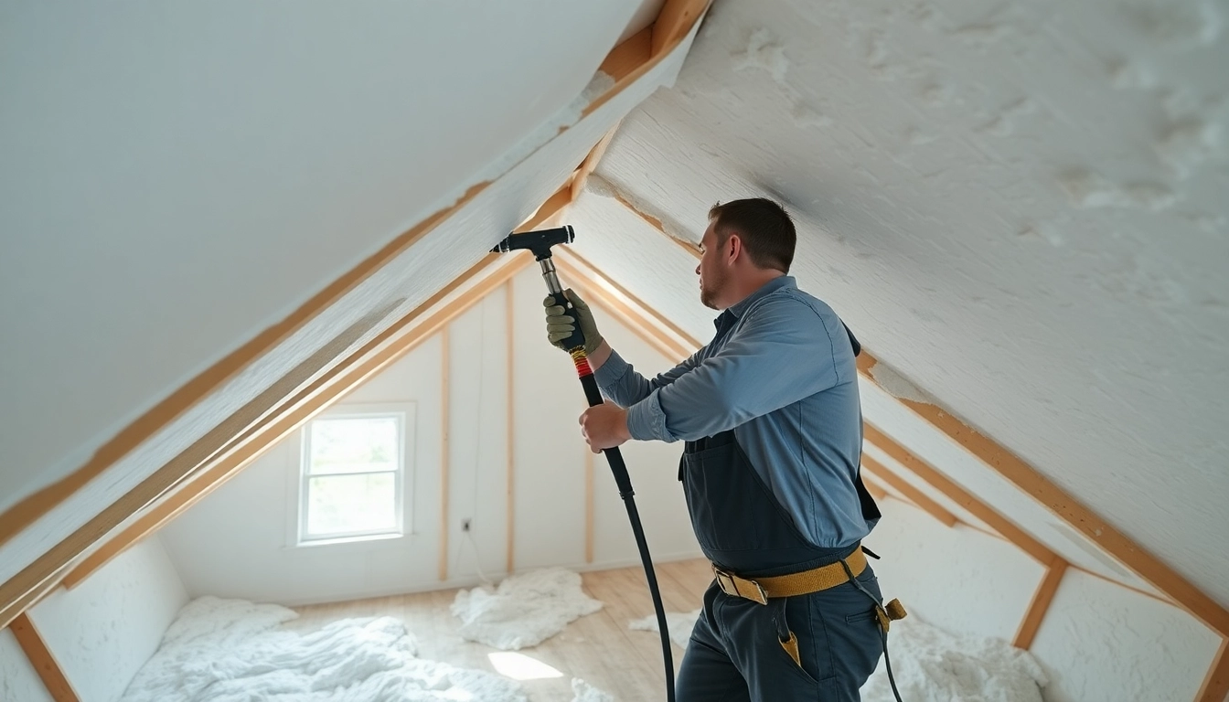 Efficient spray foam loft removal process by a professional technician in a home attic.