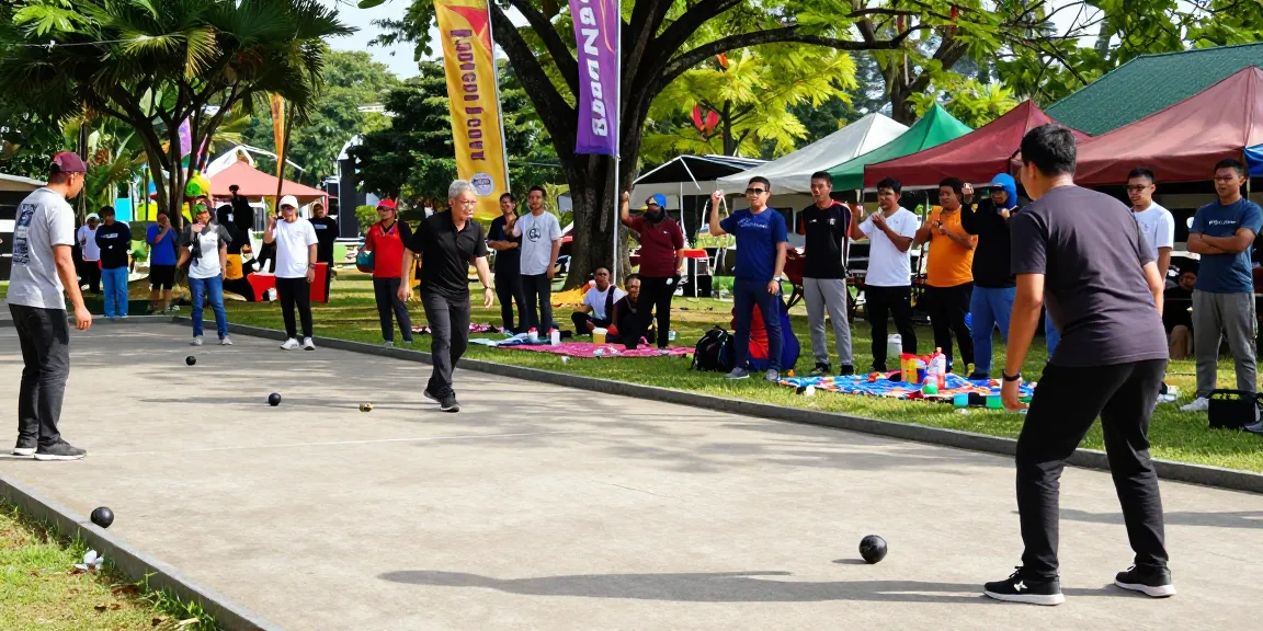 Community petanque players competing at outdoor tournament, fopikotamanado.org showcasing local sports culture.