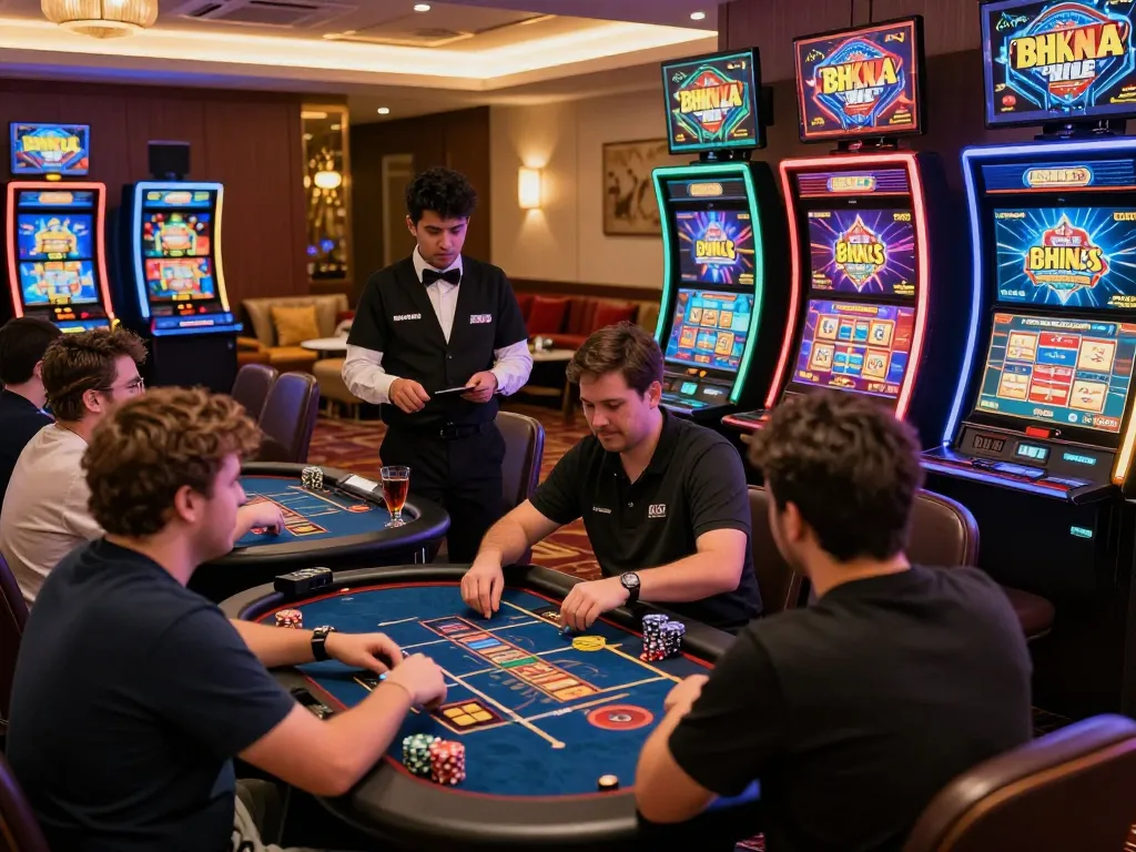 BK8 online casino scene with enthusiastic players enjoying vibrant gaming atmosphere.