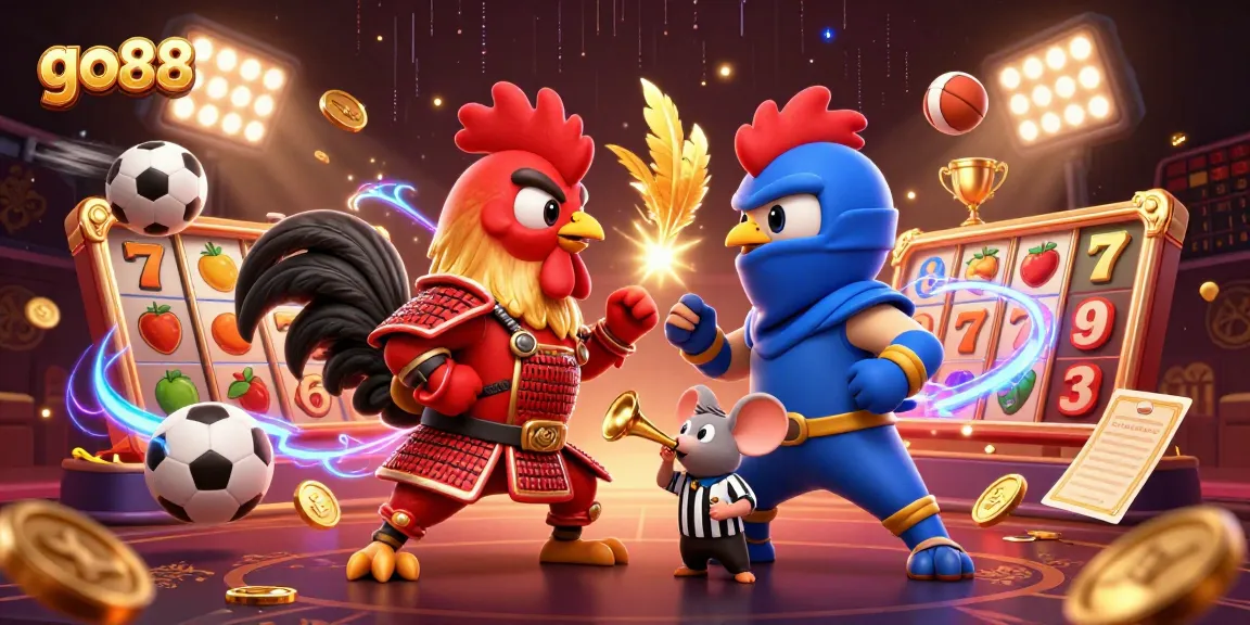 Join the action at go88 with fierce rooster battles and slot game excitement!