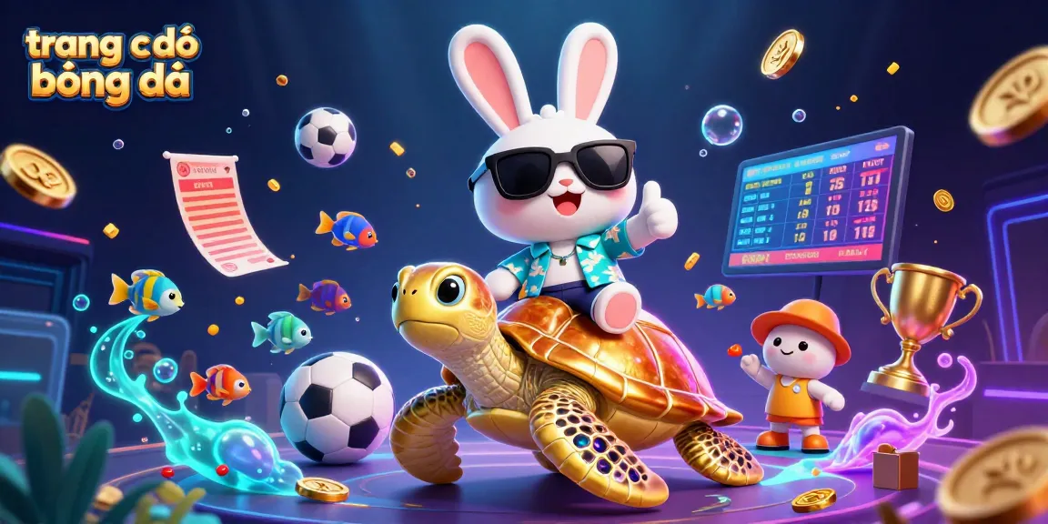 Engage in sports betting with trang cá độ bóng đá, featuring a lucky rabbit and golden turtle
