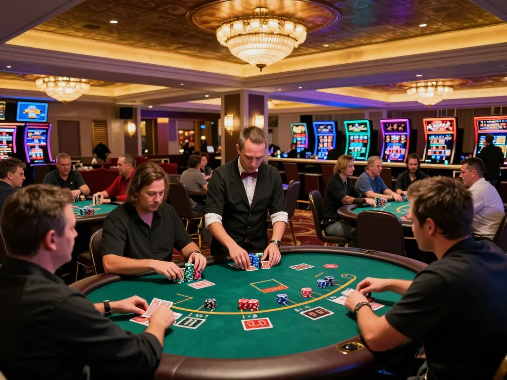 Engaged players at a lively blackjack table showcasing 789pet's gaming atmosphere