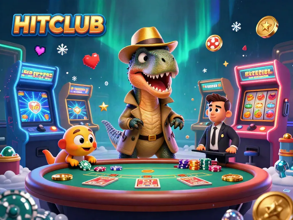 Engage in excitement with HITCLUB's enticing blackjack scene featuring a clever velociraptor and thrilling gaming elements.