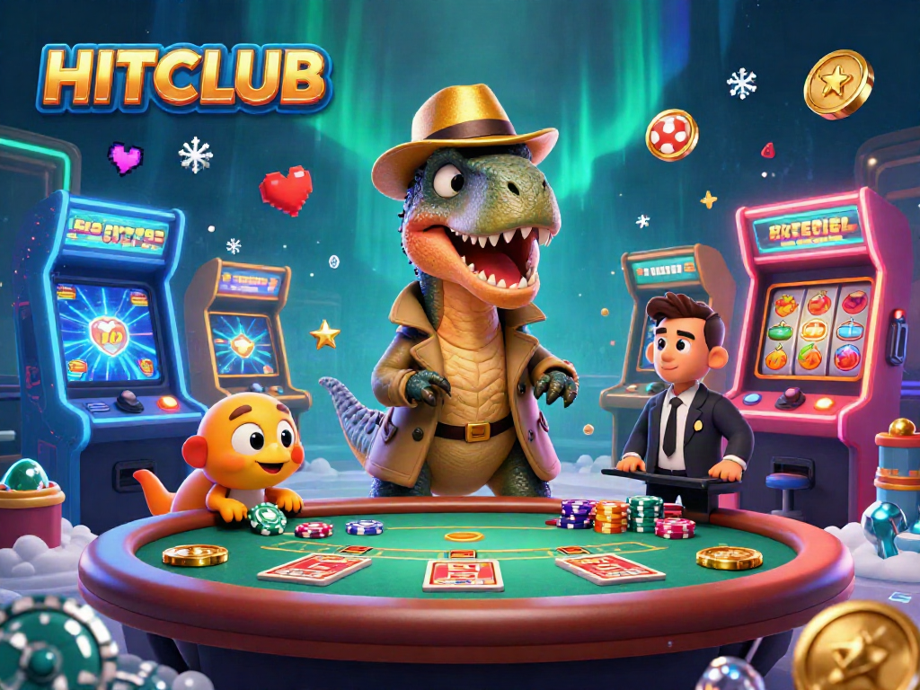 Engage in excitement with HITCLUB's enticing blackjack scene featuring a clever velociraptor and thrilling gaming elements.