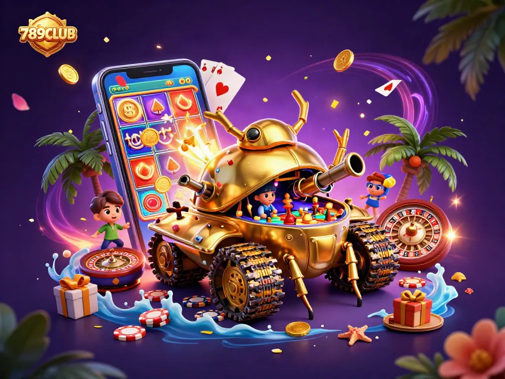 Experience exciting gameplay at 789CLUB with vibrant casino-themed digital artwork packed with action and fun.