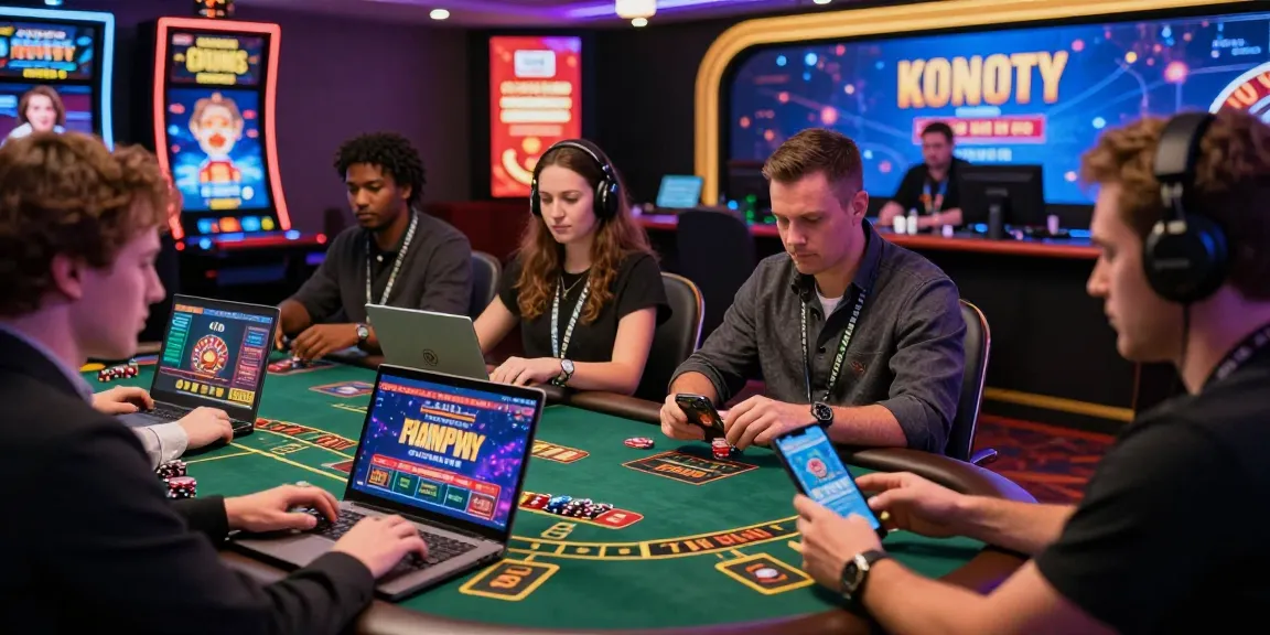 Players enjoying a non UK casino gaming experience with vibrant graphics and bonuses.