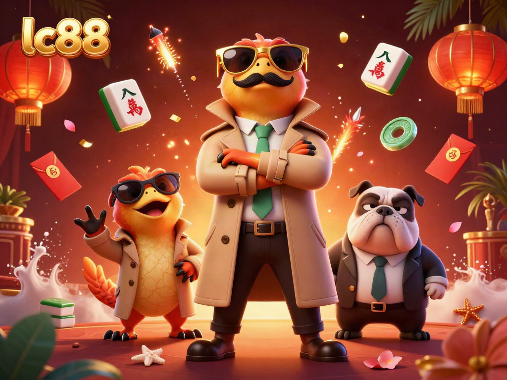 Experience the vibe of lc88 with raptors entering a VIP casino lounge, complete with vibrant gaming elements.