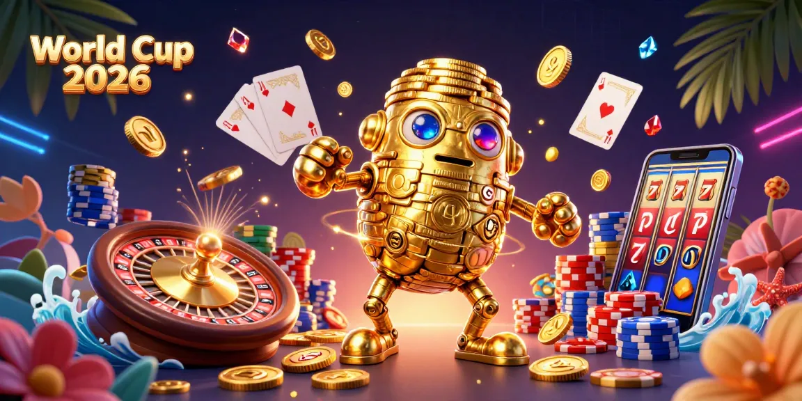 Experience World Cup 2026 with golden golems, vibrant casino elements, and betting excitement