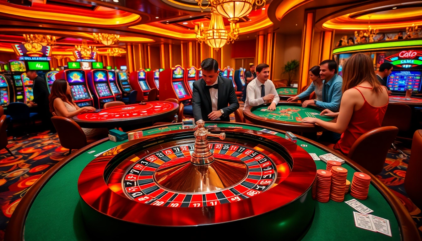 Experience thrilling gameplay at pg88 casino with an elegant roulette wheel and lively players.