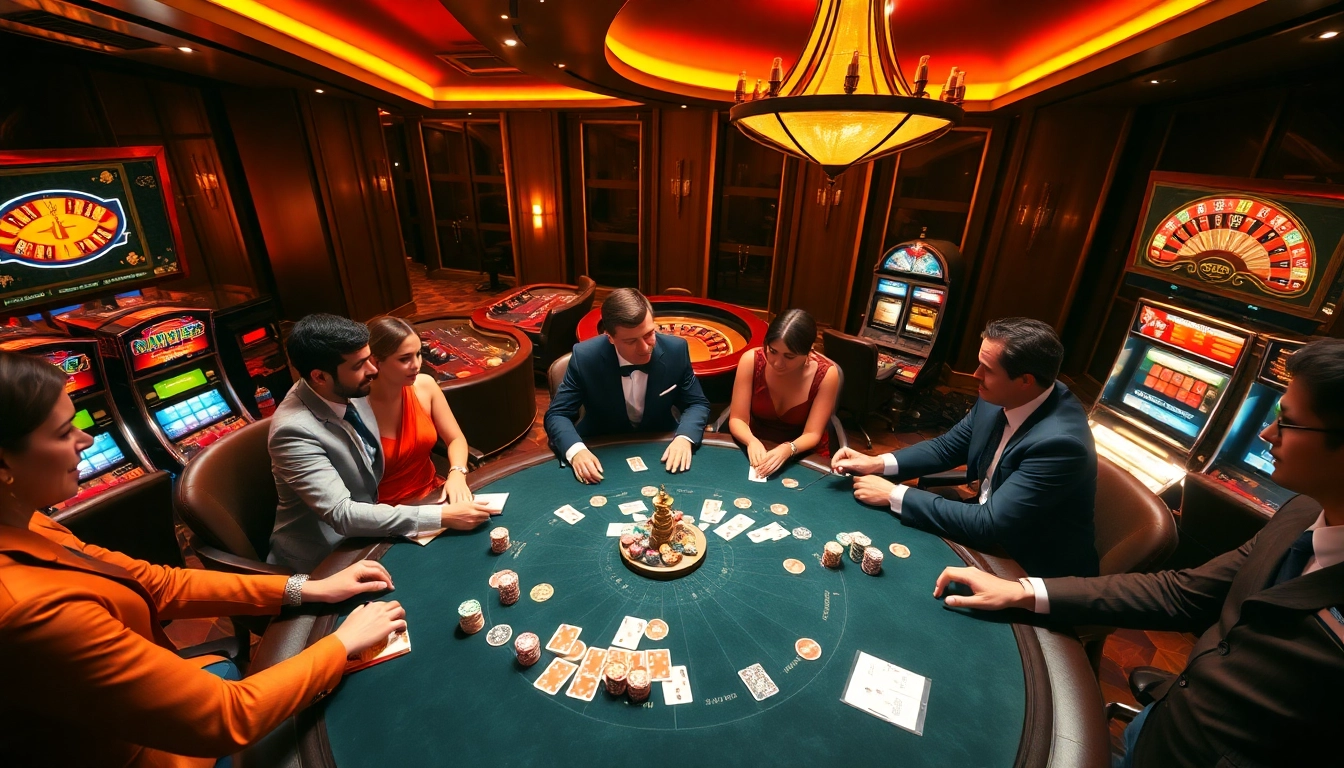 Players enjoying a thrilling game at MMOO casino, showcasing strategic poker moves and excitement.