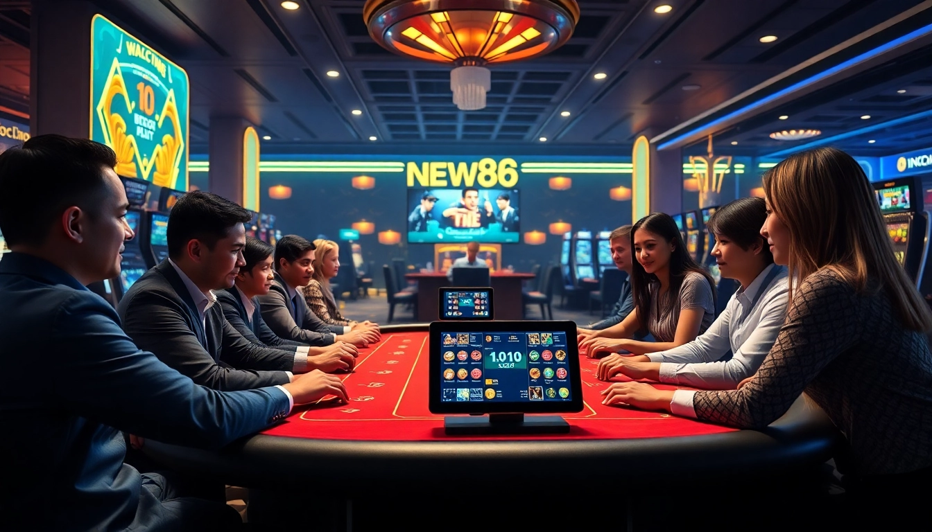 Exciting online gambling experience featuring new88go.com with diverse players and live casino ambiance.