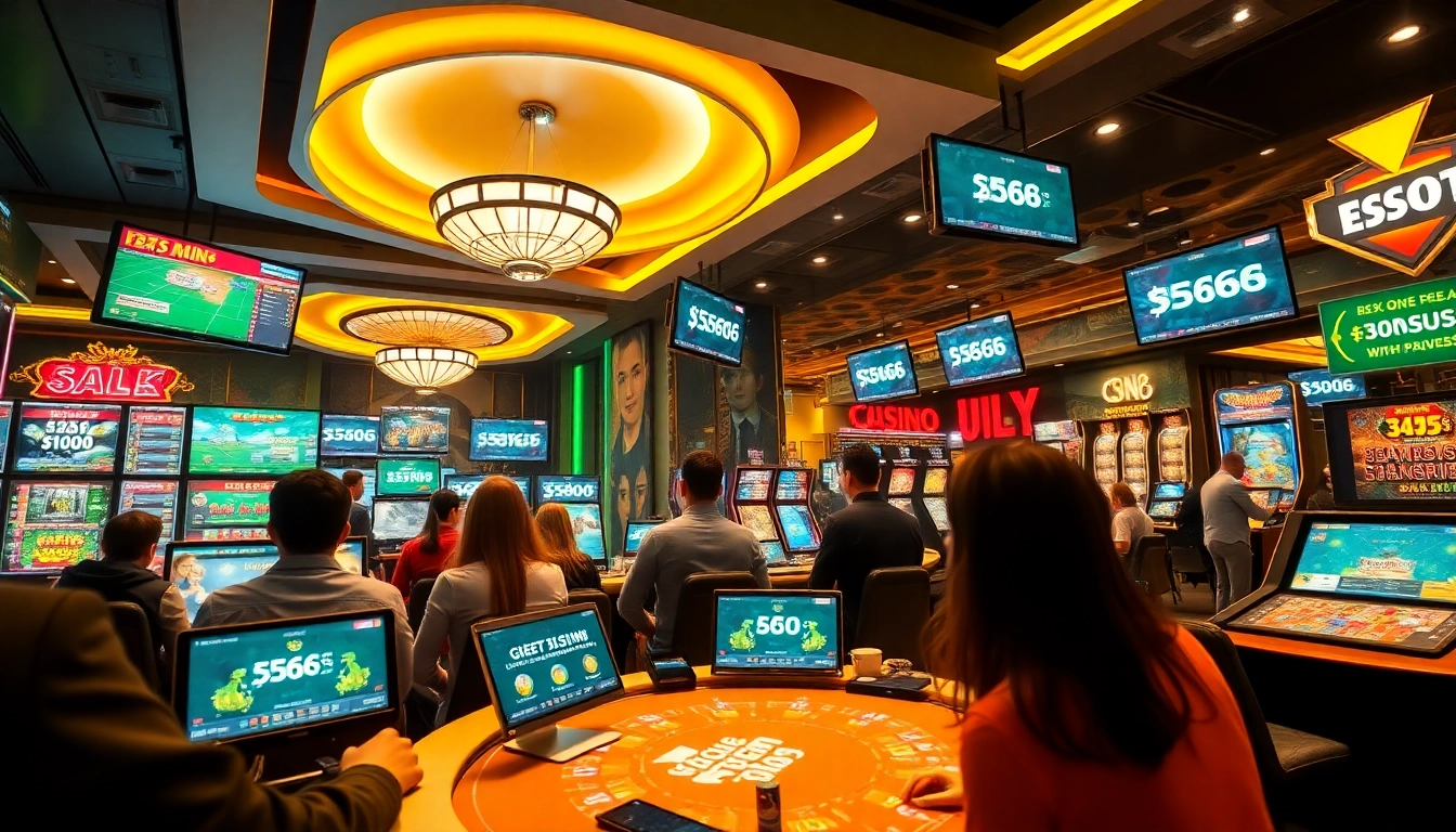 Exciting online gambling experience at https://566.jpn.com/ featuring players enjoying games and promotions in a vibrant virtual casino.