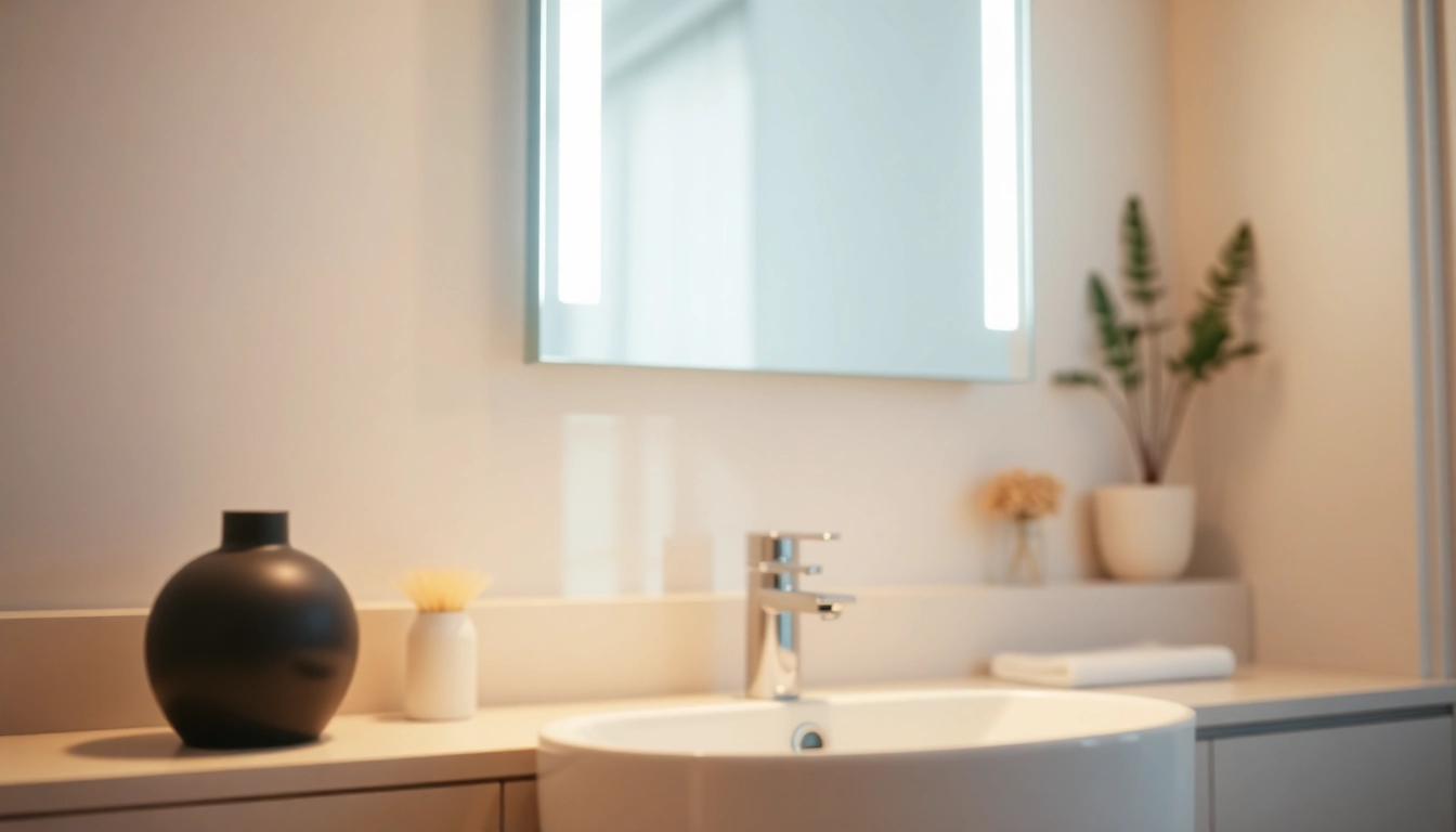 Bright mirror light mirror illuminating a modern bathroom setting with elegant decor.
