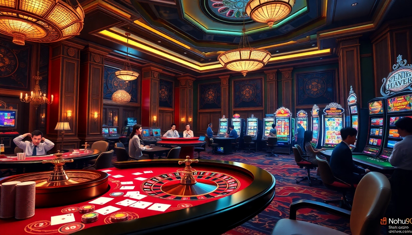 Players enjoying a thrilling experience at Nhà cái Nohu90's vibrant casino.