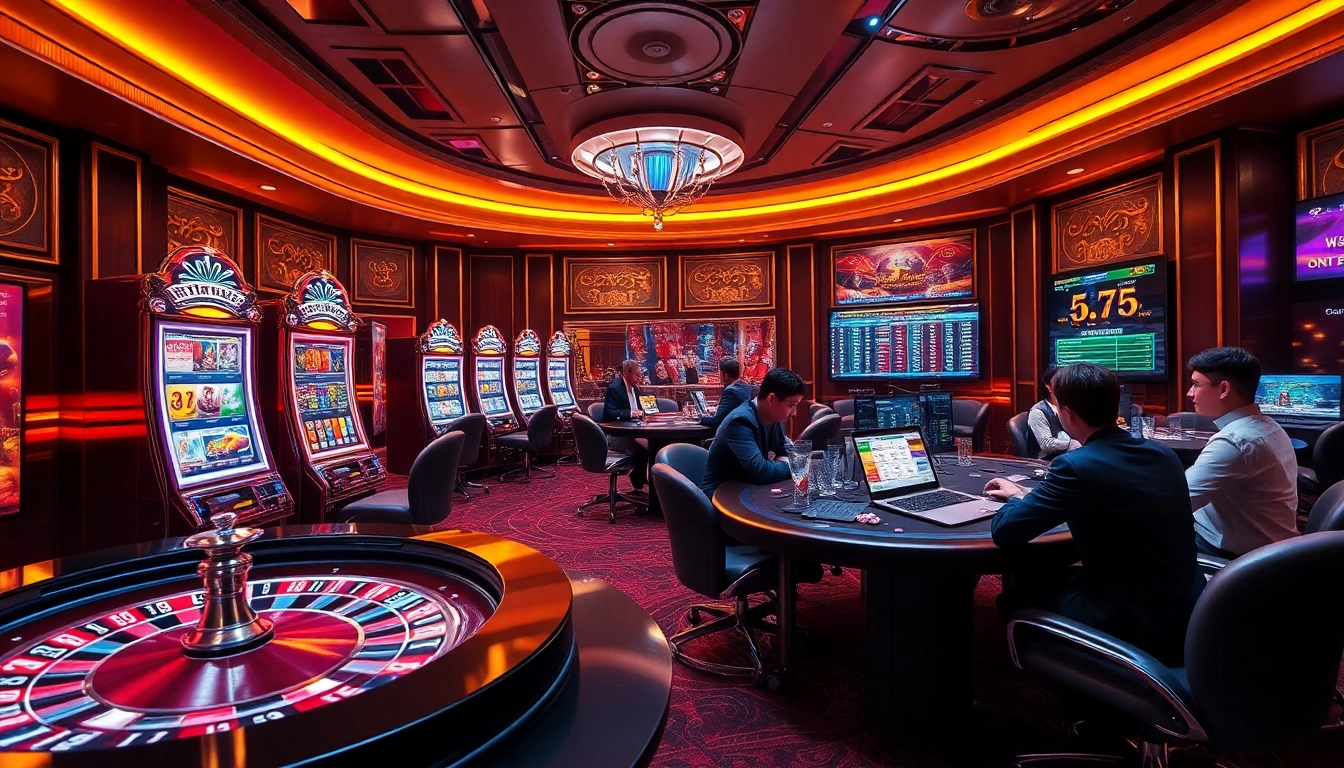 Experience thrilling online betting with games featured on https://winvn.wiki, showcasing professional players and vibrant casino elements.