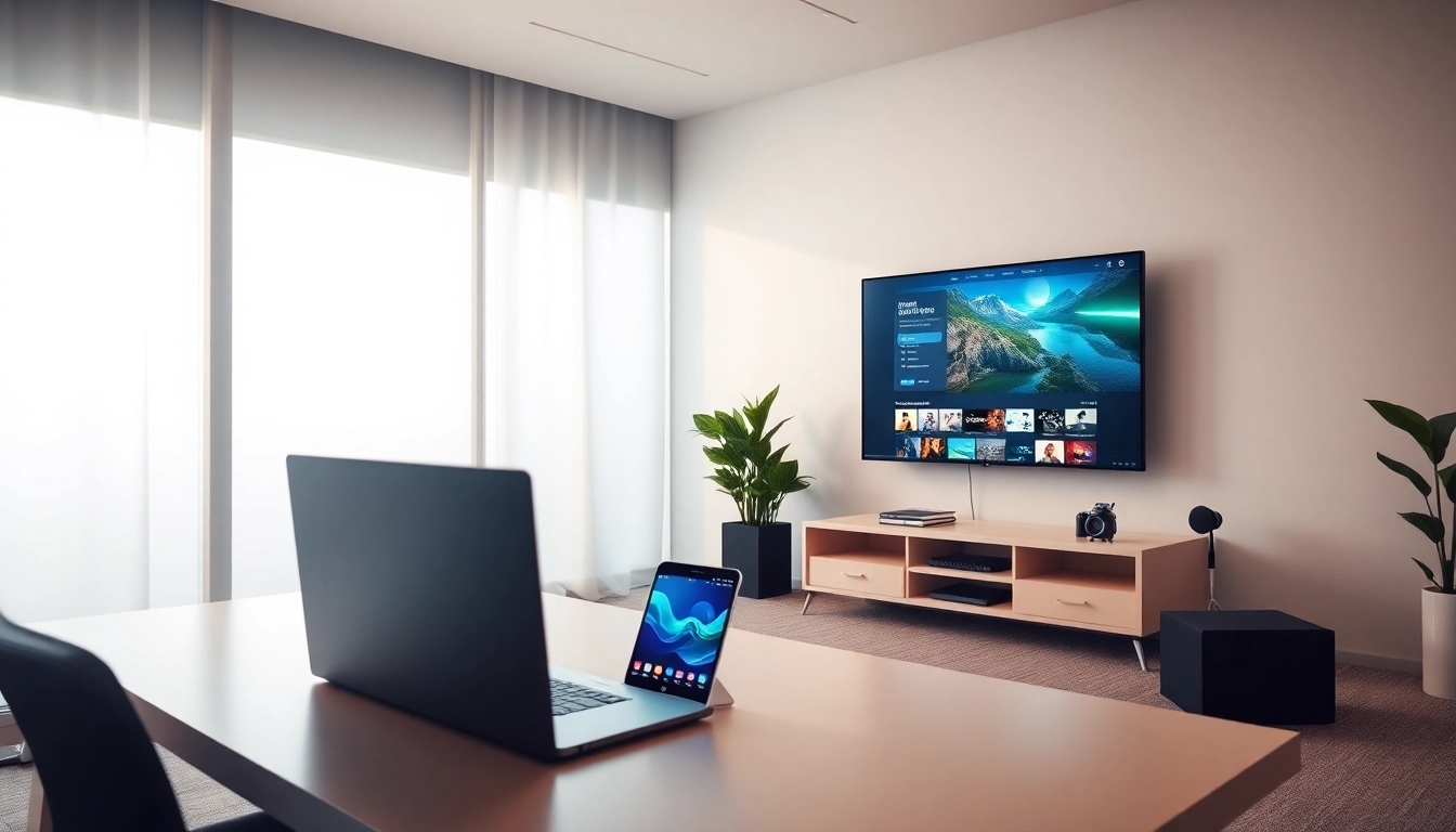 在多台设备上显示的快连下载应用，提供强大且安全的互联网连接。