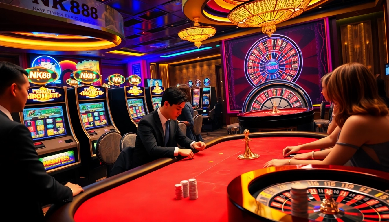 Experience the thrill of winning at NK88, where elegant poker games and vibrant slot machines captivate players.