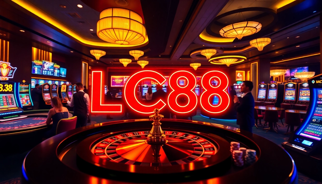 Experience thrilling gameplay at LC88 with vibrant casino tables and engaged players.