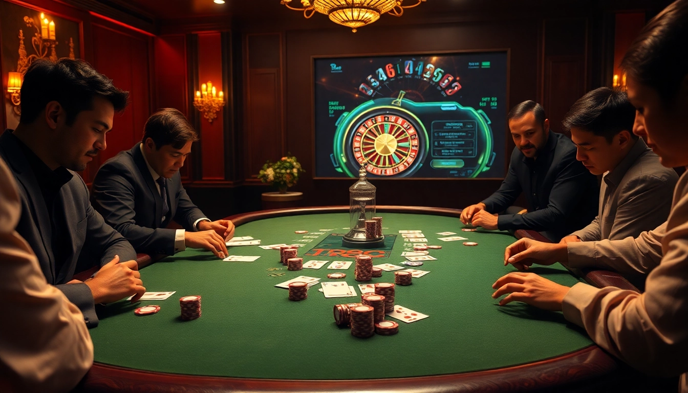 Experience the thrill of TR88 at a luxurious poker table with vibrant chips and cards.