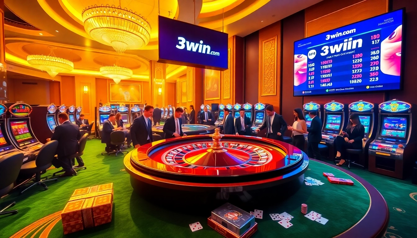 Experience thrilling gameplay at 3win.com with vibrant casino tables and professional gamblers.