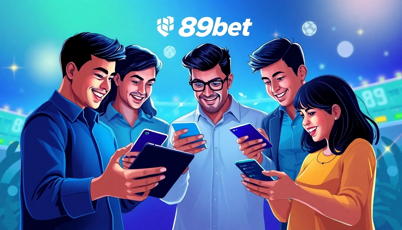 Excited users engaging with Trang chủ 89bet's online betting platform through modern devices.
