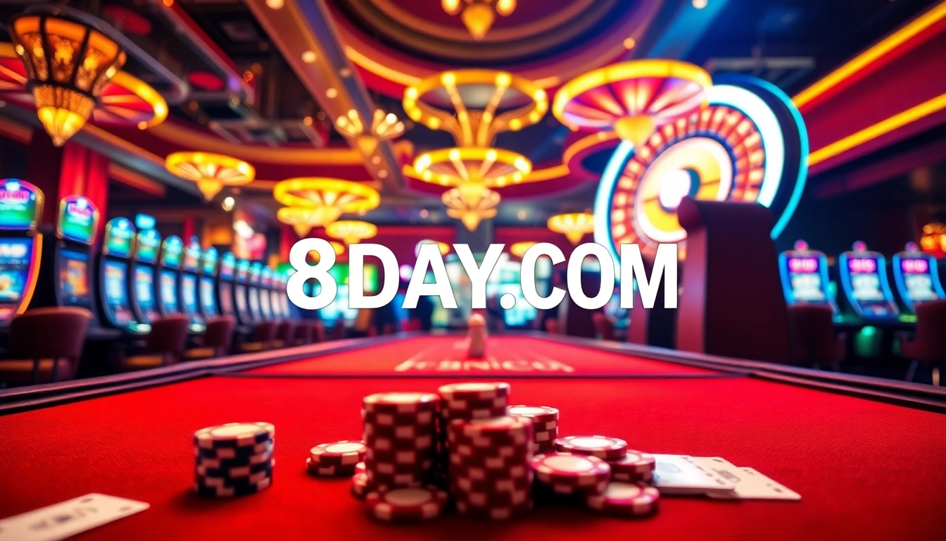Experience thrilling gambling at 8DAY.COM with vibrant casino tables and exciting games.