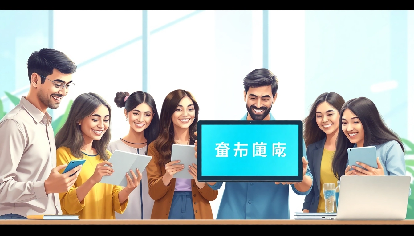 Engaged learners using the 有道 platform in a bright, modern educational space.