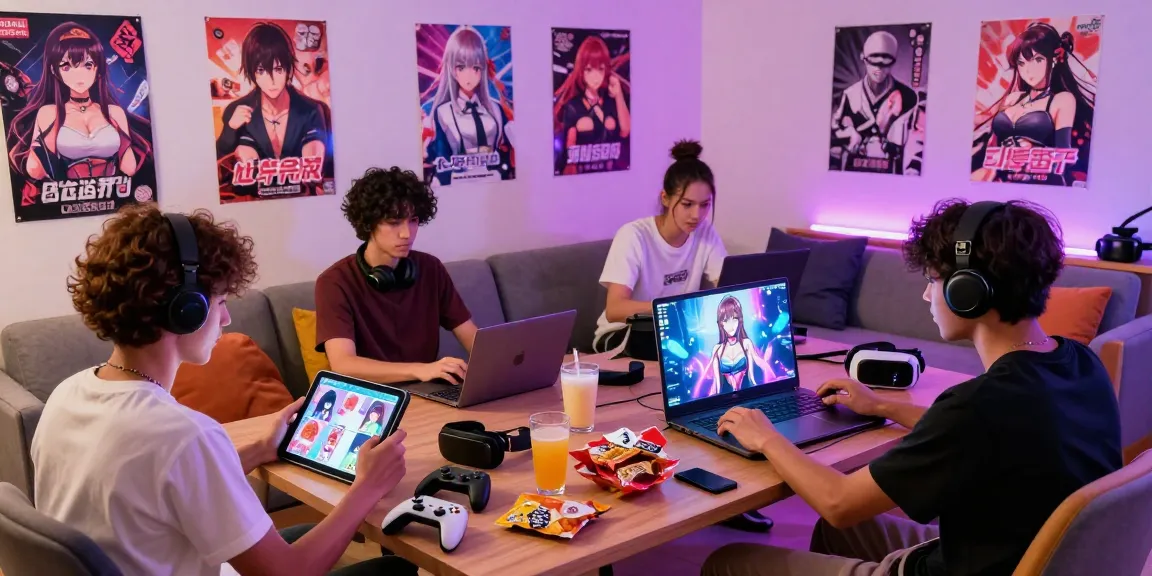 Players exploring exciting hentai games online in a vibrant gaming lounge with modern decor.