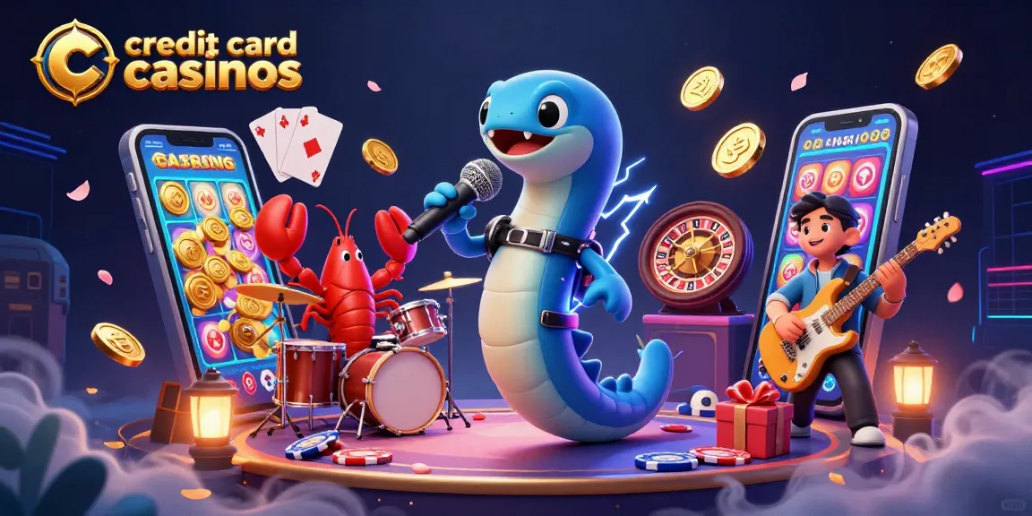 Engaging scene of credit card casinos featuring a DJ electric eel, lobsters, and seahorse musicians.