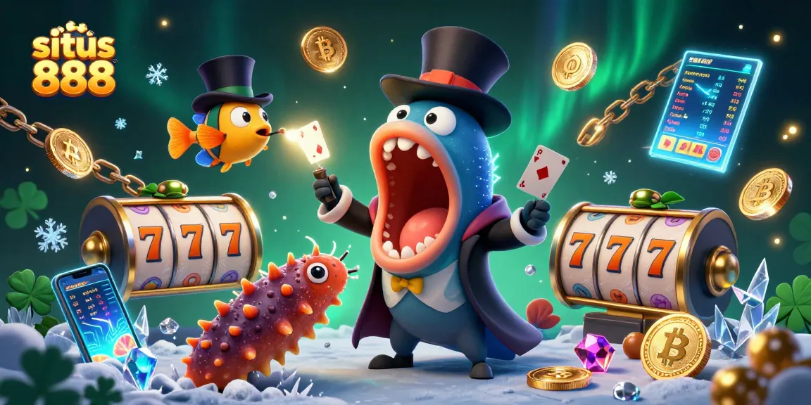Play interactive games at situs 888 featuring a magical sea creature performance with slot reels.