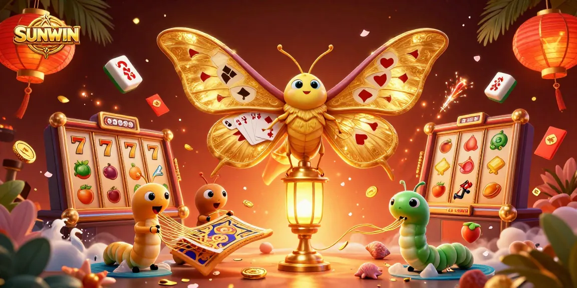 Spin to win at SUNWIN with vibrant casino-themed butterfly and golden symbols.